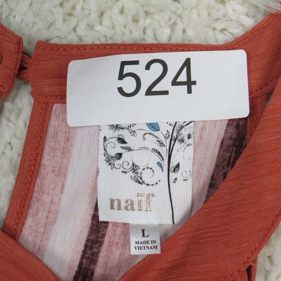 NAIF*‎ Women's Cold Shoulder Keyhole Front/Back Curved Hem Pullover Blouse~Large - Picture 3 of 10